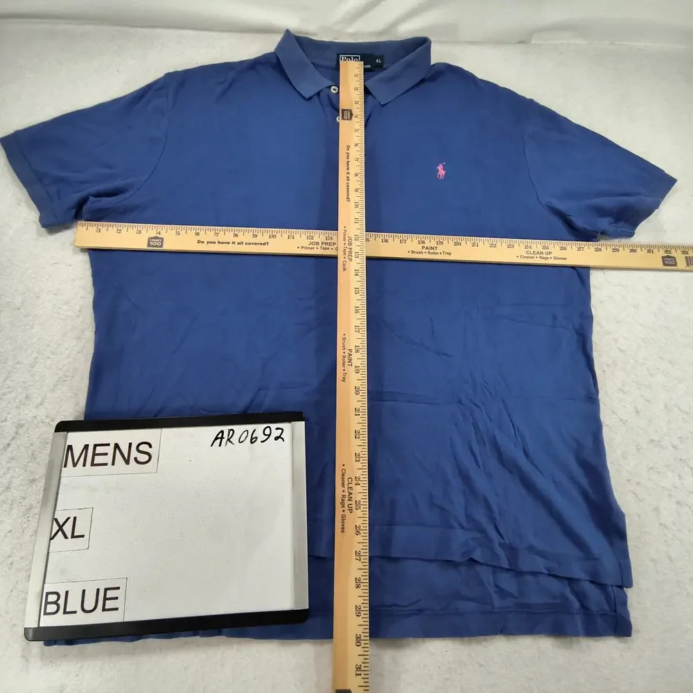 Polo by Ralph Lauren Collared Polo Shirt Mens Size Extra Large XL Blue Pink